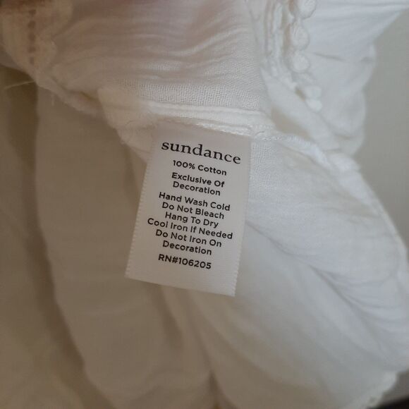 Sundance Dress White Women Size M Cotton Sahara Gauze Embroidered Beaded BoHo - Picture 10 of 13